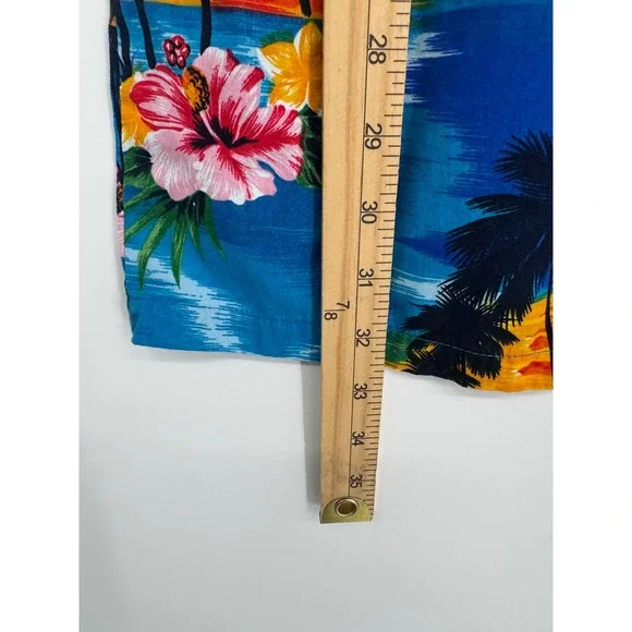 Pacific Legend Dress Women S Blue Tropical Sunset Floral Resortwear Vacation - Picture 4 of 10